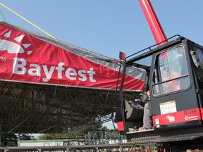 The Bayfest stage gets its finishing touches. JACK POIRIER/ QMI AGENCY