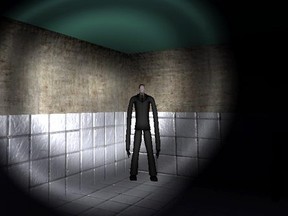A screen grab from the game 'Slender'.