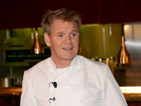 Chef Gordon Ramsay prepares a beef Wellington dish during a cooking demonstration and news conference held to celebrate the opening of his first Las Vegas restaurant, Gordon Ramsay Steak at the Paris Las Vegas, May 11, 2012 in Las Vegas, Nevada.  (Ethan Miller/AFP)