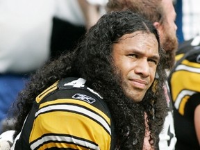 Steelers safety Troy Polamalu on the bench during a game against the Ravens at M&T Bank Stadium in Baltimore, Md., Sep. 11, 2011. (JOE GIZA/Reuters)
