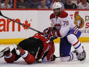 Restricted free agent defenceman P.K. Subban is focused on signing an extension with the Canadiens. (TONY CALDWELL/QMI Agency file photo)