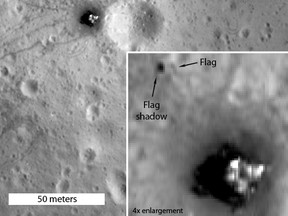 NASA says images captured by its Lunar Reconnaissance Orbiter camera show that American flags planted on the moon during Apollo missions in the 1960s are still flying. (NASA)