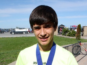 Mathieu Plamondon earned his third gold medal in as many years in the 1,600-metre run at the  2013 Hershey's Track and Field Games North American Final in Hershey, Pennsylvania. He finished nine seconds ahead of the second place finisher.