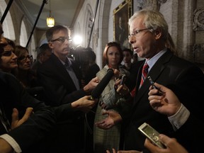 Liberal MP Stephane Dion speaks to the media after Question Period, in the foyer of the House of Commons on Parliament Hill, October 7, 2011. (QMI Agency/JOHN MAJOR)