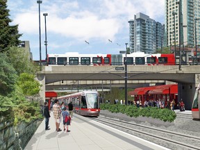 A conceptual drawing of Ottawa's LRT line that will be completed in 2018. 
CREDIT: CITY OF OTTAWA HANDOUT
