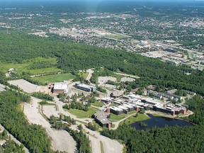 An aerial view of Nipissing University.