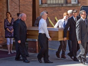Bill Buss, a homeless man who died on the streets of Toronto was laid to rest with a funeral service at the Rosar Morrison Funeral Home in Toronto on Tuesday. (Dave Thomas/Toronto Sun)