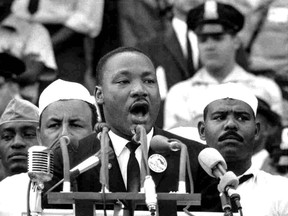 The Reverend Martin Luther  King Jr. delivers his "I have a dream" speech on Aug. 28,1963 in Washington, D.C. (File photo)