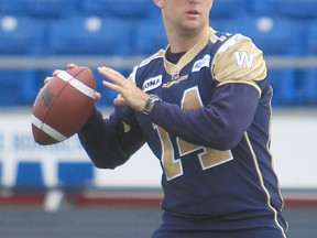Protecting Joey Elliott is the No. 1 priority for the Blue Bombers as they face the defending Grey Cup champion B.C. Lions Friday night at Canad Inns Stadium
 (Chris Procaylo/Winnipeg Sun)