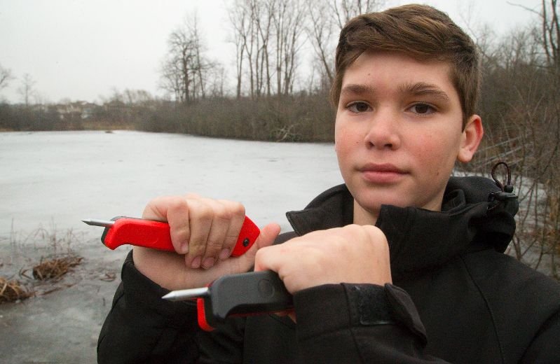 London teen uses new ice fishing spikes to help rescue a boy who fell  through pond ice