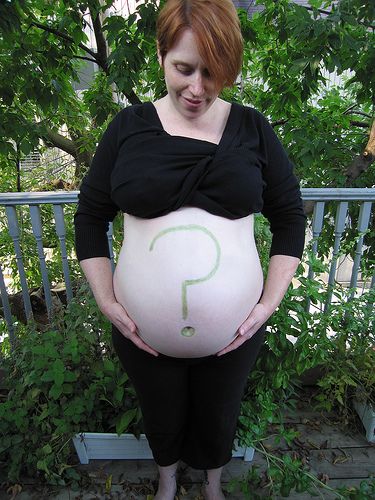 Pregnant woman question mark