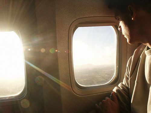 Airplane window sunshine