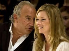 TopShop owner Philip Green with Kate Moss who used to design a line for the store.