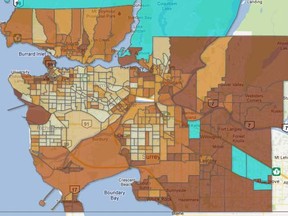 Metro's German neighbourhoods - blue is most concentred, followed by dark brown