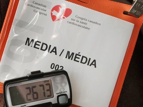 My press pass and pedometer worn at the Canadian Cardiovascular Congress