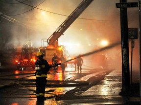 November, 2010 - Early morning fire and spectacular explosion destroyed a fireworks store on Venables Street. a