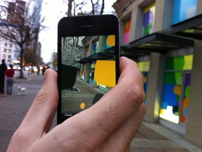 Using Layar to 'paint' Vancouver at the Contemporary Art Gallery. Photo: CAG