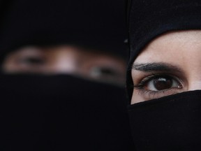 Niqab veils worn by women in London, England