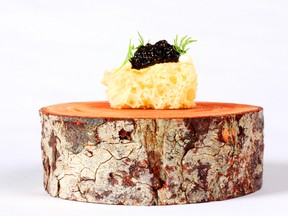 One of the snacks at The Diva At The Met, Aerated crisp brioche, caviar, creme fraiche