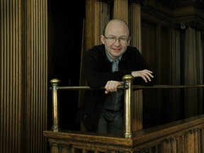 Artist Peter Reder is creating a site-specfic work at the Vancouver Art Gallery called Guided Tour that runs from Jan. 25 to Jan. 29. He's shown here in one of the original court rooms in the building which was originally a Provincial Court House.
(Wayne Leidenfrost/ PNG)