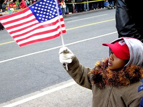 Child with U.S. flag