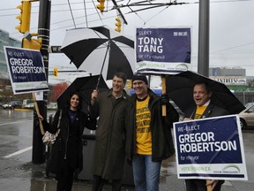 VANCOUVER, B.C.: NOVEMBER 16, 2011 --  Mayor Gregor Robertson and the Vision Vancouver team hit the streets of Vancouver in the rain on Wednesday, 16, 2011 to try and rally more support before Saturday's civic election. (photo by Jenelle Schneider/PNG)(Vancouver Sun story by Jeff Lee)