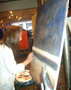 Me, working on a painting at Raw Canvas!