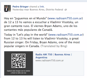 Bryan Adams on Pedro Brieger show