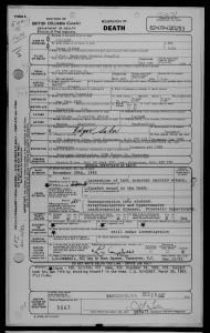 Percy Williams death certificate
