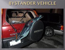 Photos of damage to vehicle hit by gunshots