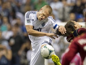 Jay DeMerit gets stuck in after his return from injury last season.