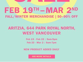 Aritzia North Shore Warehouse Sale