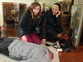 "Dial Y for Yesterday's" makeup artist Caitlin Groves with her makeup assistant Clarissa Jorquera.