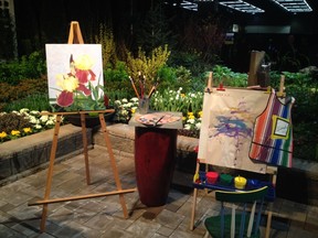 Art-inspired garden display at Northwest Flower and Garden Show in Seattle.