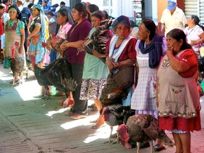 mex ladies selling turkeys