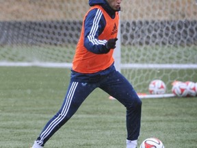 Argentinian midfielder Matias Laba preparing for his 2014 Whitecaps debut.