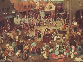 Pieter Breughel's famous painting, The Fight Between Carnaval and Lent, which depicts the inner struggle between hedonism and self-awareness.