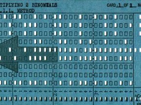 A punch card like this one from Compucorp was once how data was inputted into computers.