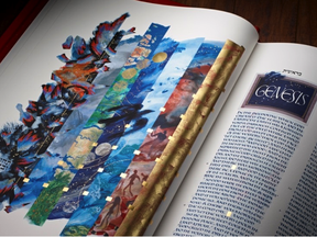 The Saint John’s Bible is the first handwritten illuminated Bible to be commissioned since the advent of the printing press. Starting in 1998, it took 15 years to complete. {Photo credit: Guernica-Kevin Koyle}