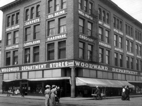 Early 1900s view of Vancouver's Woodward's store. This corner of the building, which by the 1950's had expanded to almost an entire city block, is the only portion that was saved under a 2006 heritage revitalization agreement.