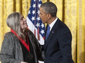 Even conservatives love Marilynne Robinson, an acclaimed author and essayist and unapologetic liberal Christian. In this 2012 photo Robinson receives the National Humanities Medal from Barack Obama.