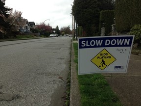 Some residents of Point Grey Road in Vancouver have put up signs in front of their homes reading, "Slow Down. Kids playing." The trouble is the signs are a fiction. I don't know anyone who has seen children playing in this high-priced area for years. Meanwhile, the ghostly  bike and pedestrian route is virtually empty. Let's hope people start using it.