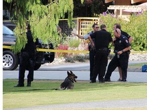 Police investigate the shooting of Joey Markel in Port Moody on Sept. 6, 2012