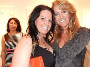 Carly Jackson and Jill Sinclair at Art of A Woman art unveiling for breast cancer.