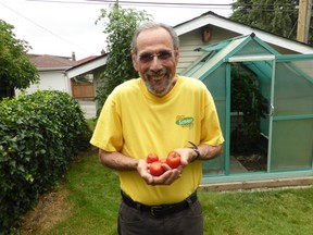 Paul Ross with some of his unusual heirloom tomatoes