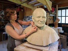Louise Solecki Weir has already finished a bust of Pope John Paul, pictured here. Now she's working on a 10-foot sculpture of the famous pontiff. She's also been commissioned to do a piece on the great Greek philosopher, Aristotle.
