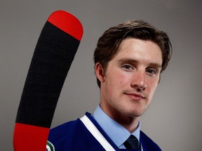 Jared McCann of the Vancouver Canucks poses for a portrait during the 2014 NHL Draft at the Wells Fargo Center on June 27, 2014 in Philadelphia, Pennsylvania.
 (Photo by Jeff Zelevansky/Getty Images)
