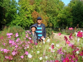 Juliet and Masa Takahashi in the royal gardens at Aranjuez, south of Madrid.