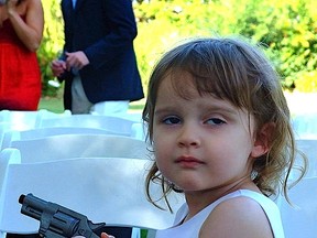 Girls like to play with toy guns too, judging by the letters I received in response to last Saturday's column. One girl turned her Barbie doll into a gun. Another loved her BB gun. (Photo: Great shot of flower girl at wedding with toy pistol. By Melinda, Creative Commons)