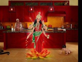Rajan Zed, a controversial Hindu leader in the U.S., says a photo exhibition by Vancouver's Dina Goldstein "trivializes" Hindu gods. In this pop-art image the artist plays with the image of the goddess Lakshmi.